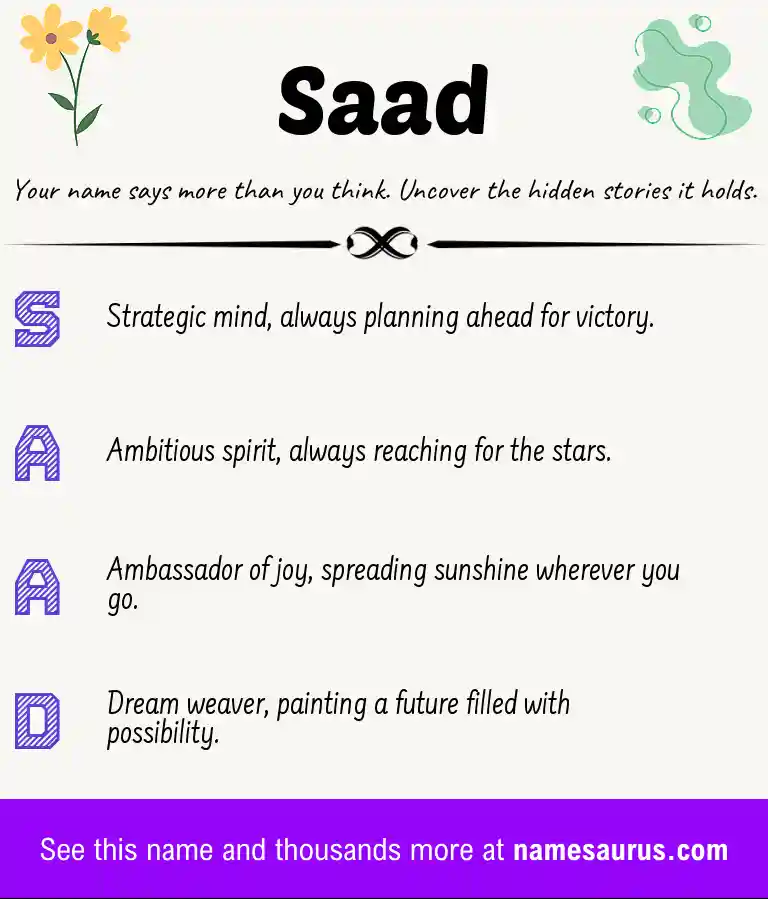 Acrostic poem about Saad.