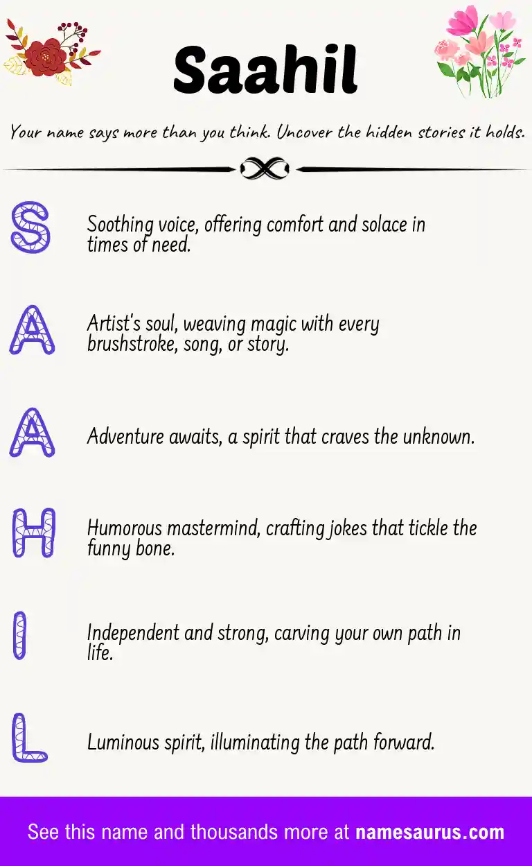 Acrostic poem about Saahil.