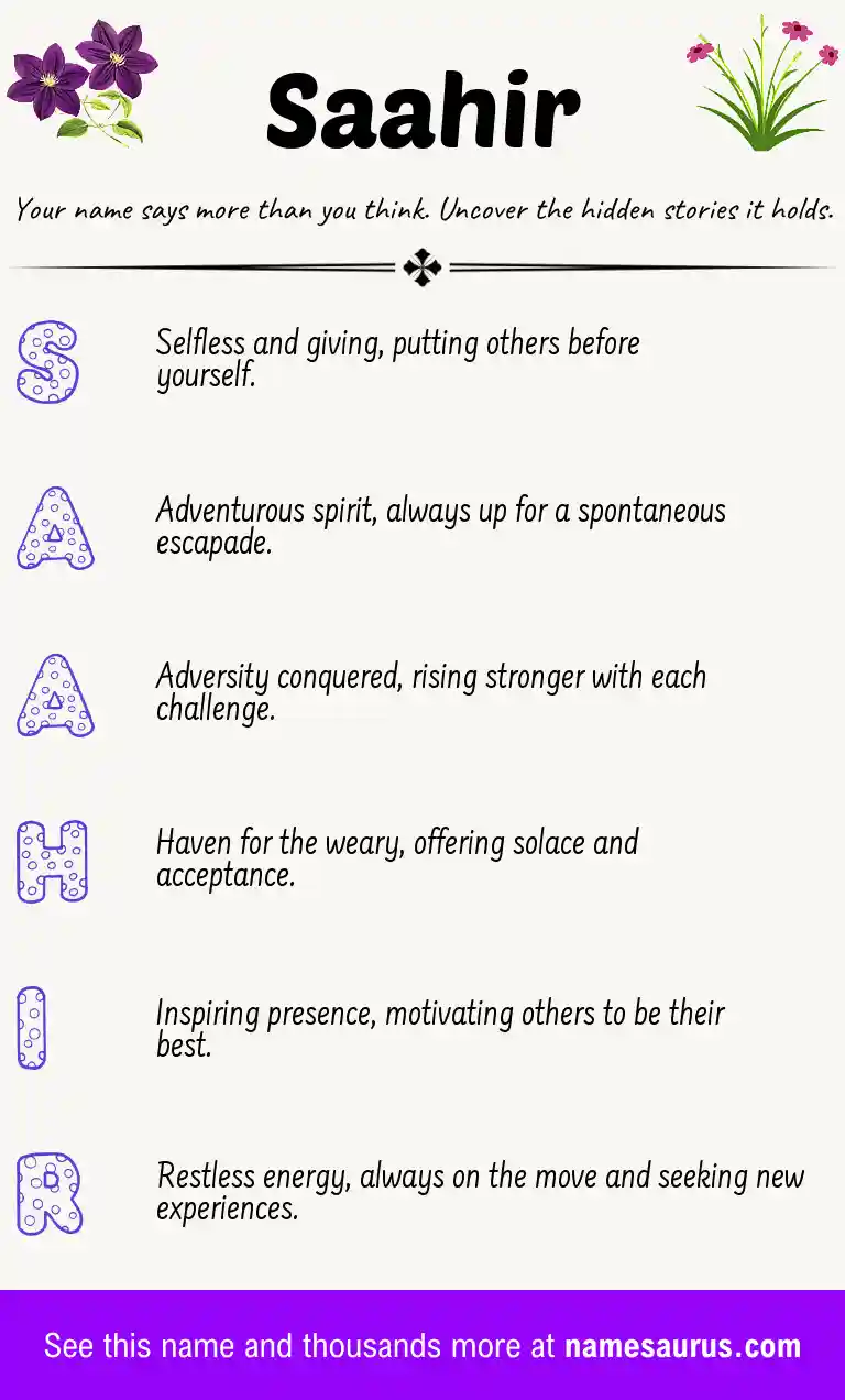 Acrostic poem about Saahir.