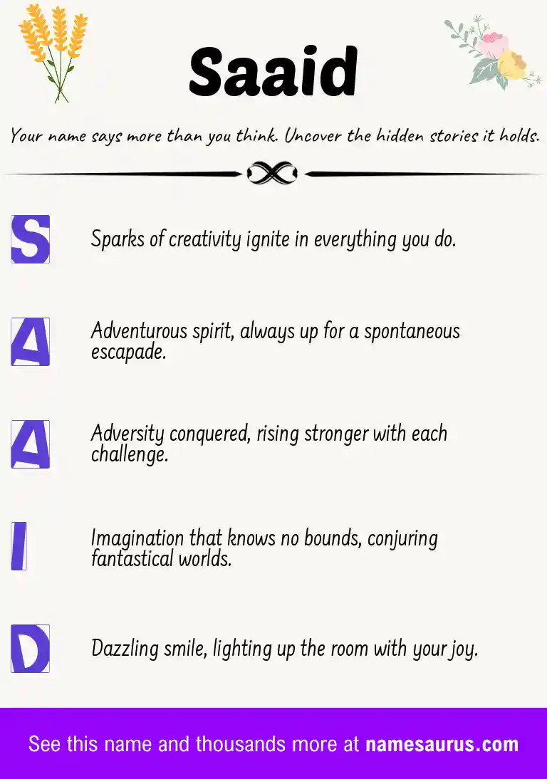 Acrostic poem about Saaid.