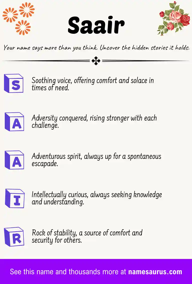 Acrostic poem about Saair.