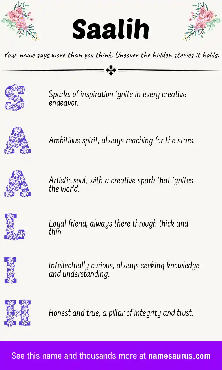 Acrostic poem about Saalih.