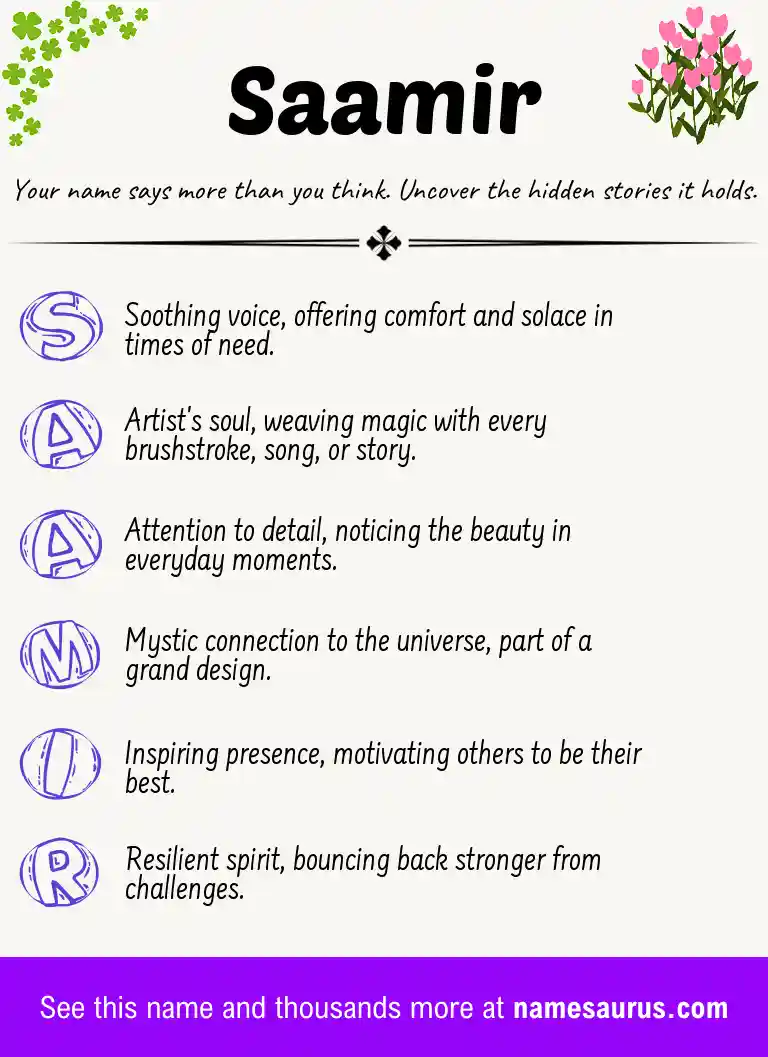 Acrostic poem about Saamir.