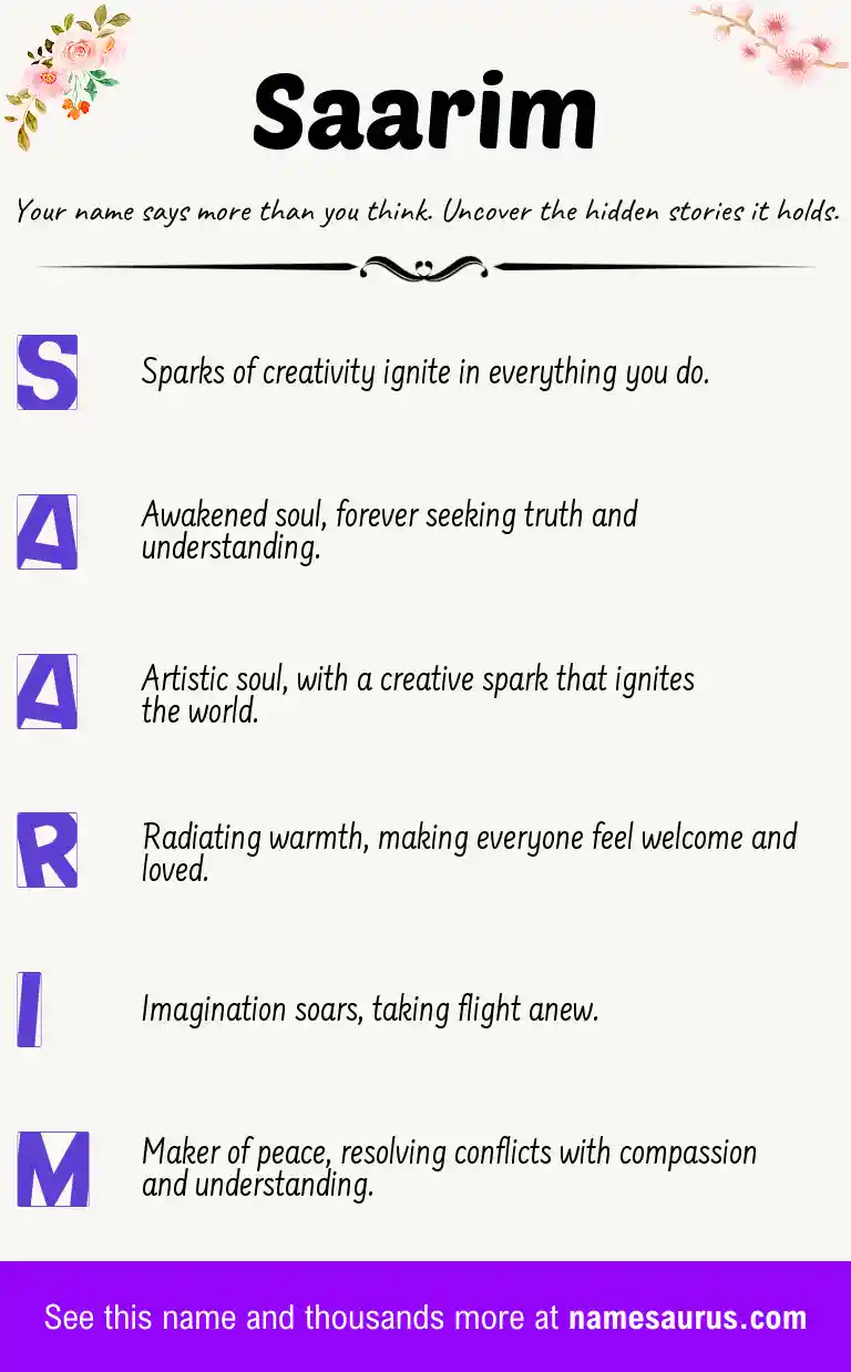 Acrostic poem about Saarim.
