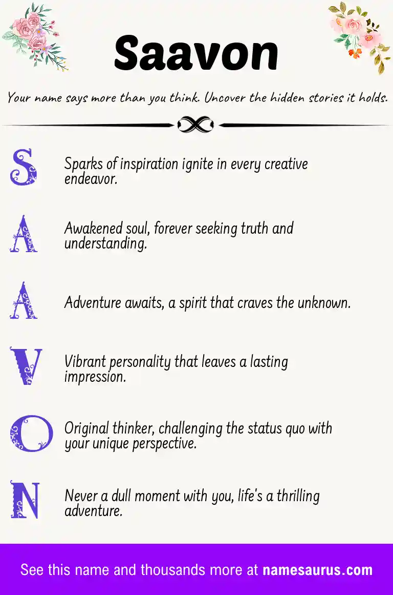 Acrostic poem about Saavon.