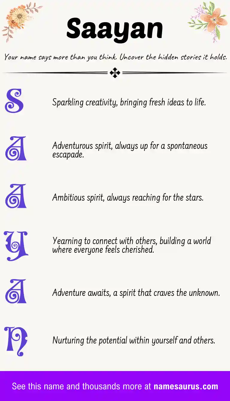 Acrostic poem about Saayan.