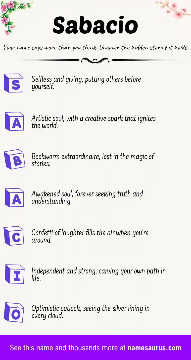 Acrostic poem about Sabacio.