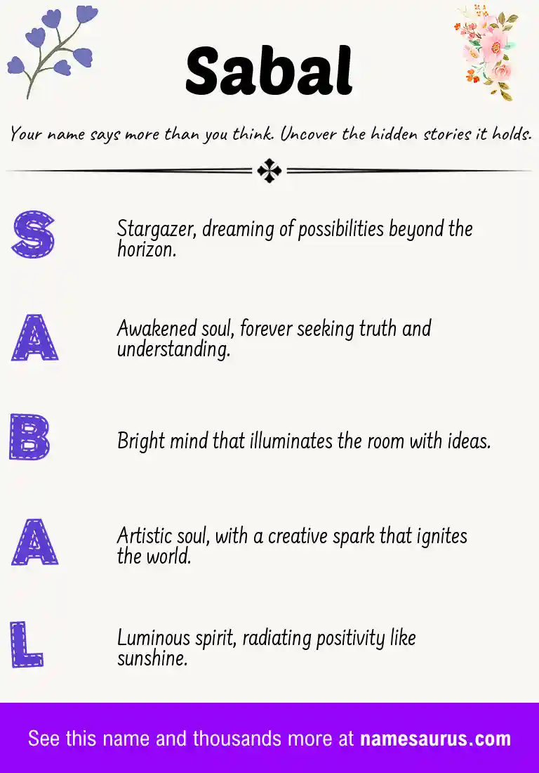 Acrostic poem about Sabal.