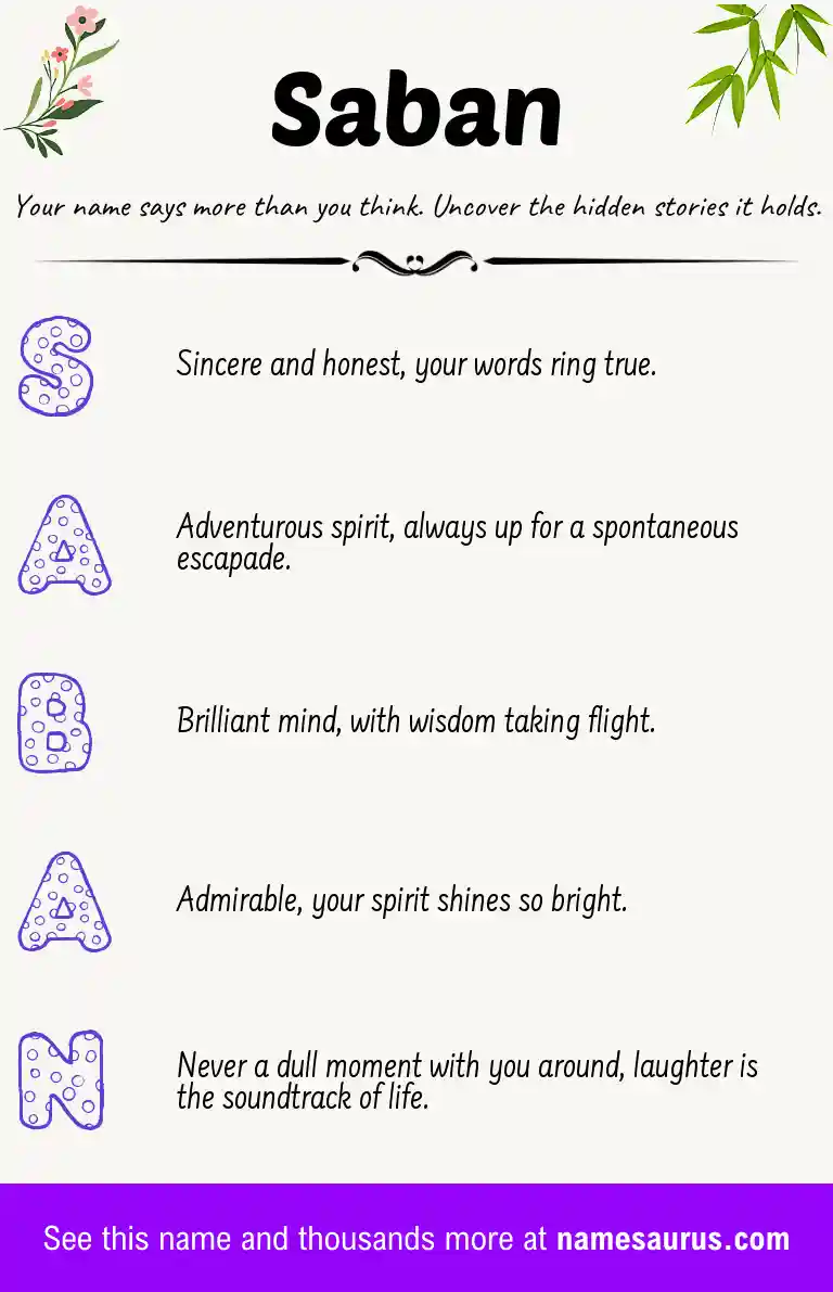 Acrostic poem about Saban.