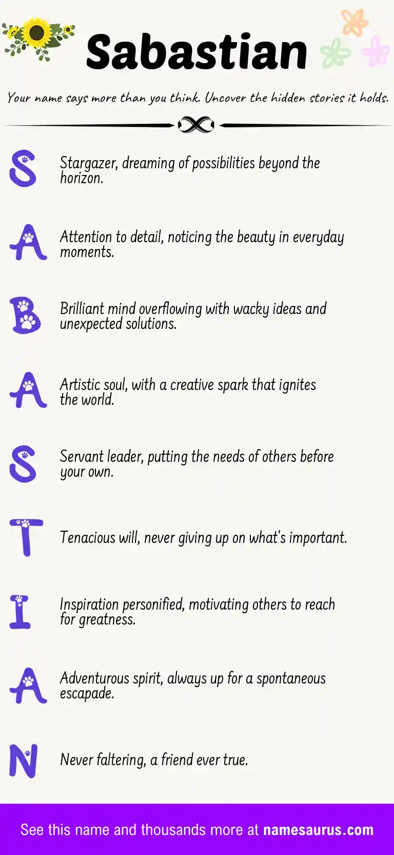 Acrostic poem about Sabastian.