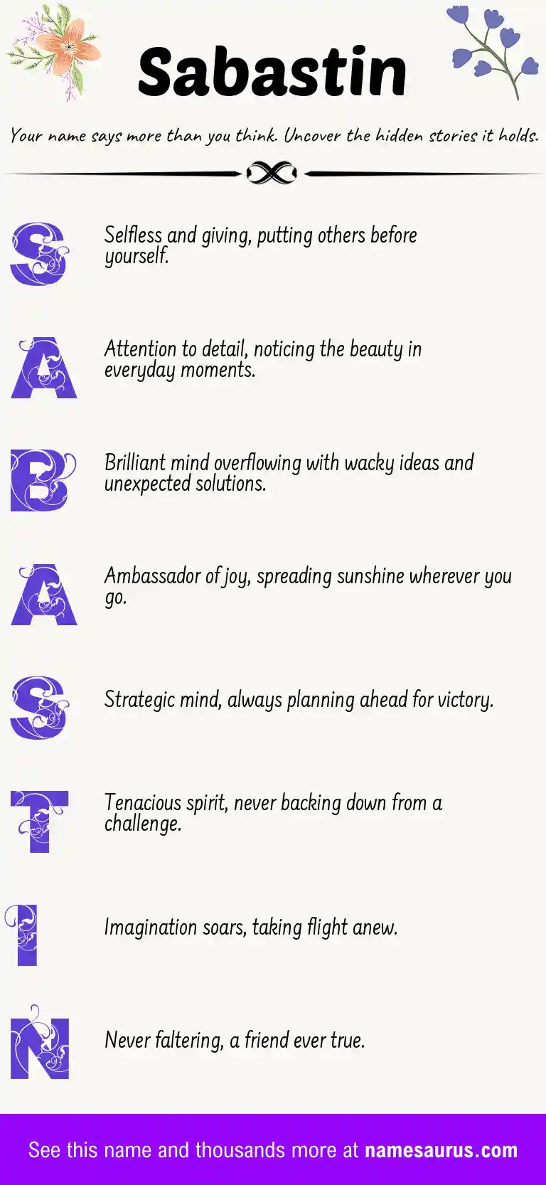Acrostic poem about Sabastin.
