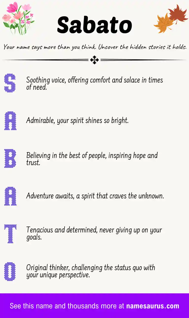 Acrostic poem about Sabato.