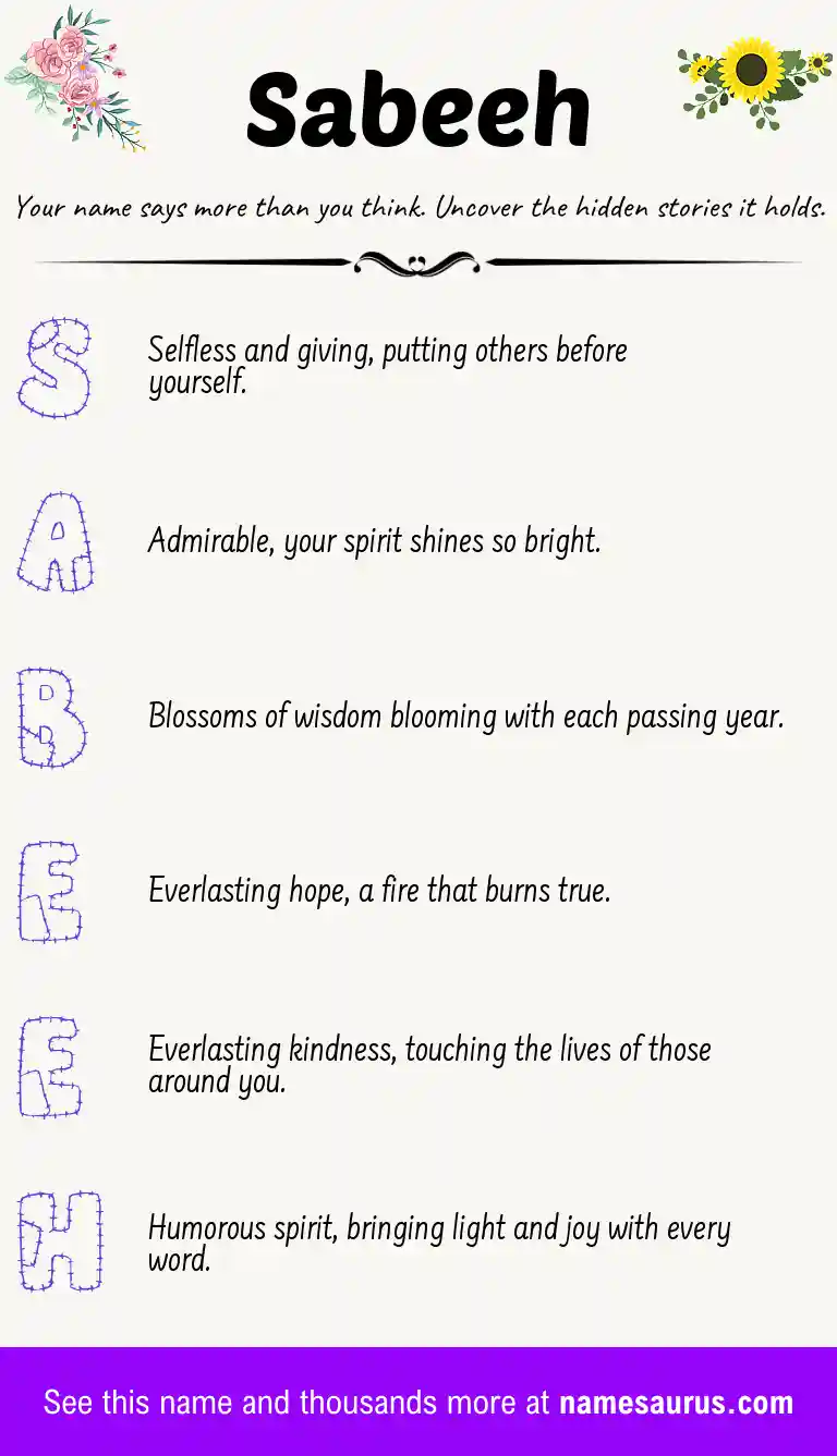 Acrostic poem about Sabeeh.