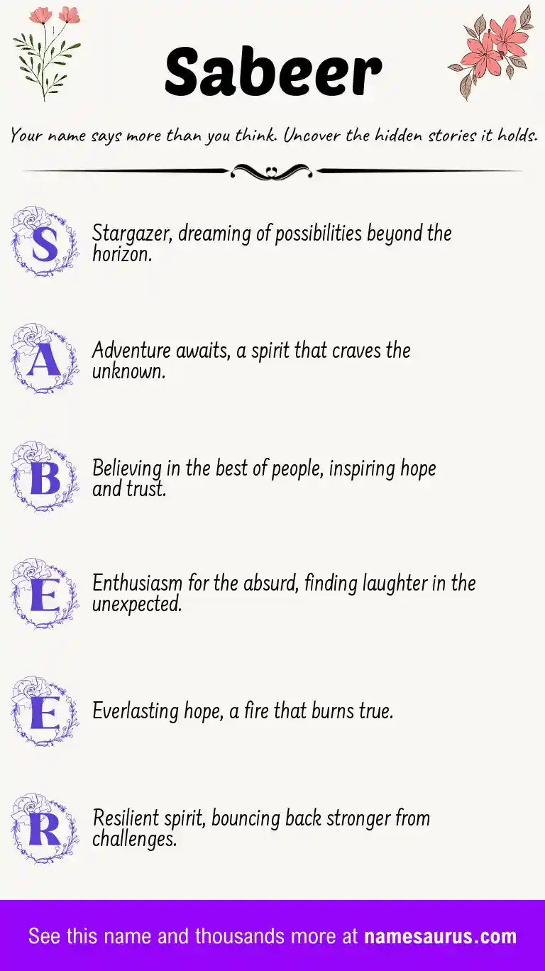 Acrostic poem about Sabeer.