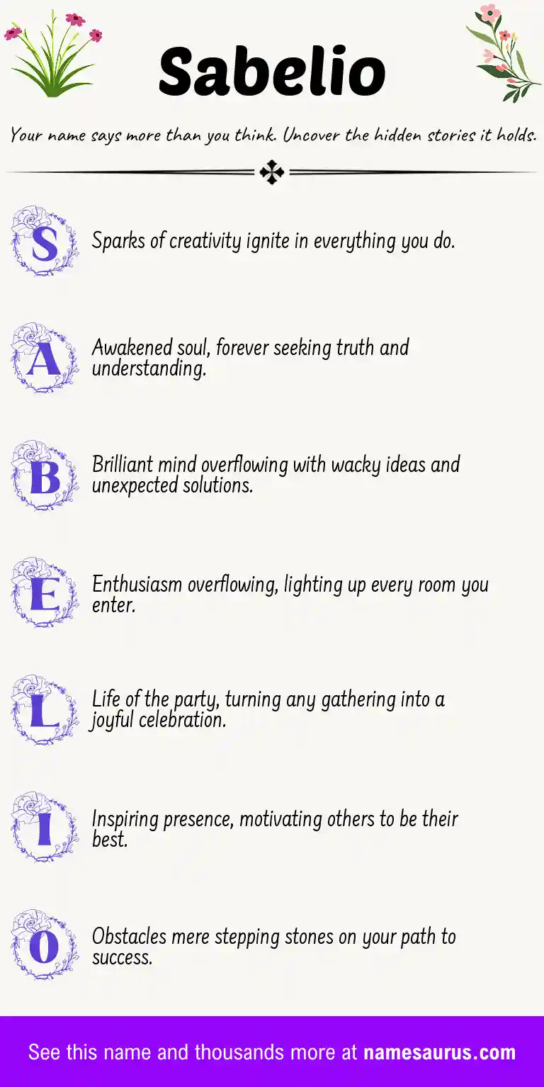 Acrostic poem about Sabelio.
