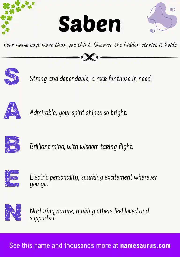 Acrostic poem about Saben.