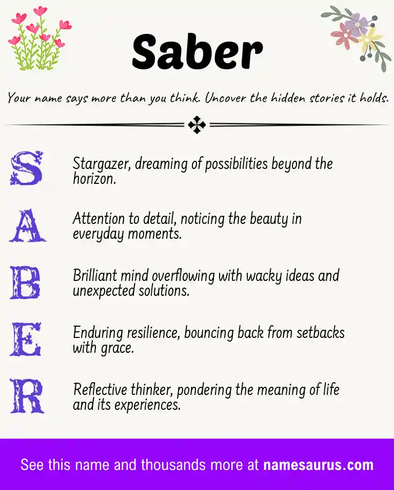 Acrostic poem about Saber.