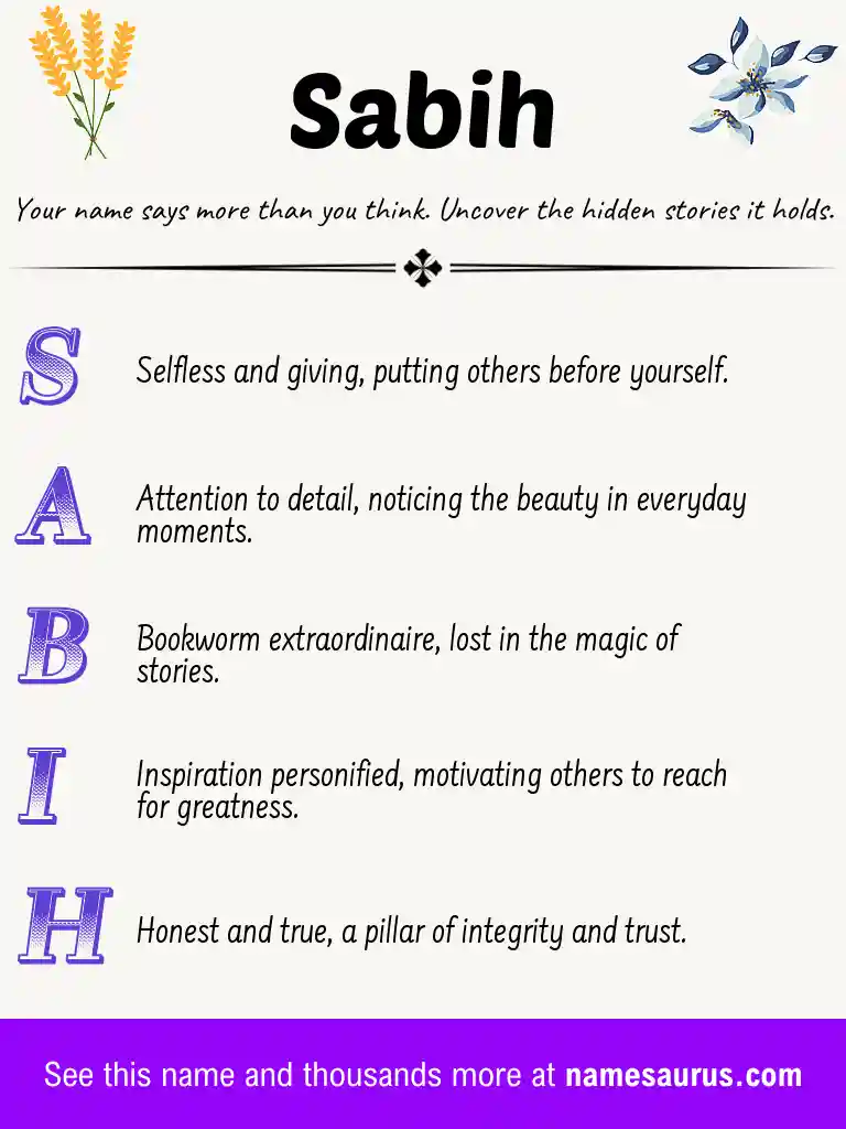 Acrostic poem about Sabih.