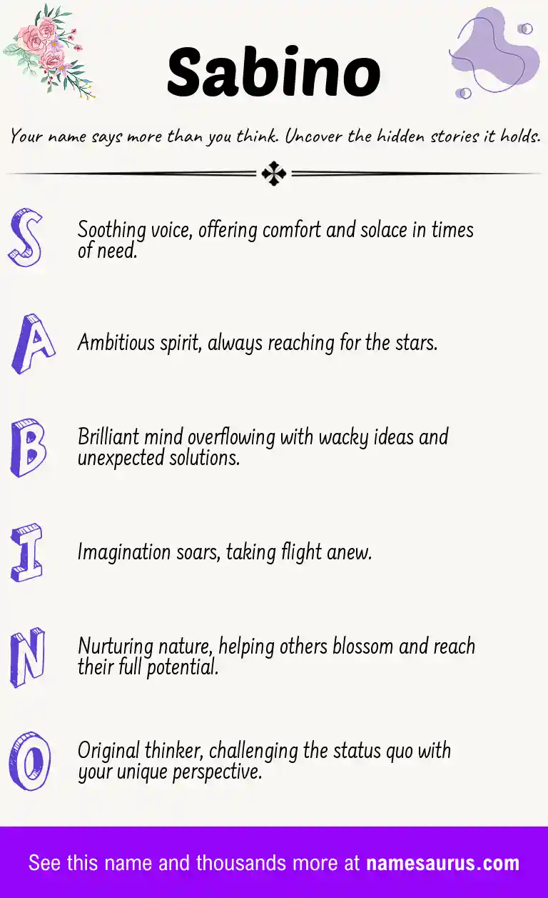 Acrostic poem about Sabino.