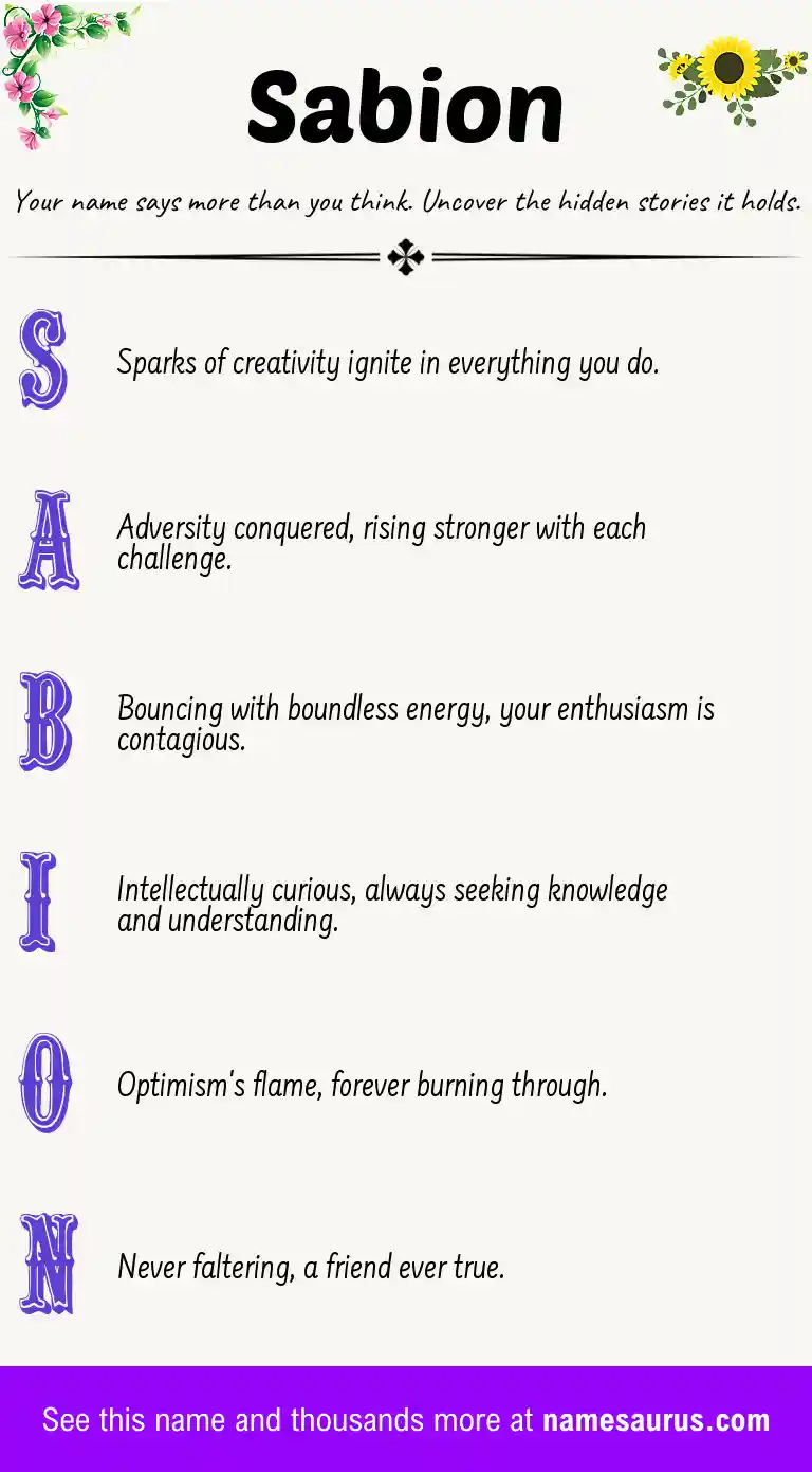 Acrostic poem about Sabion.