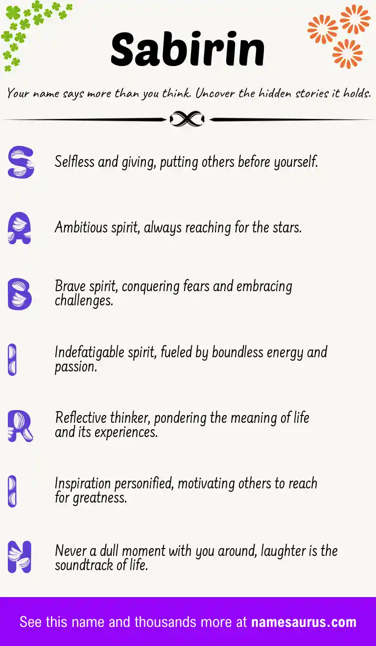 Acrostic poem about Sabirin.