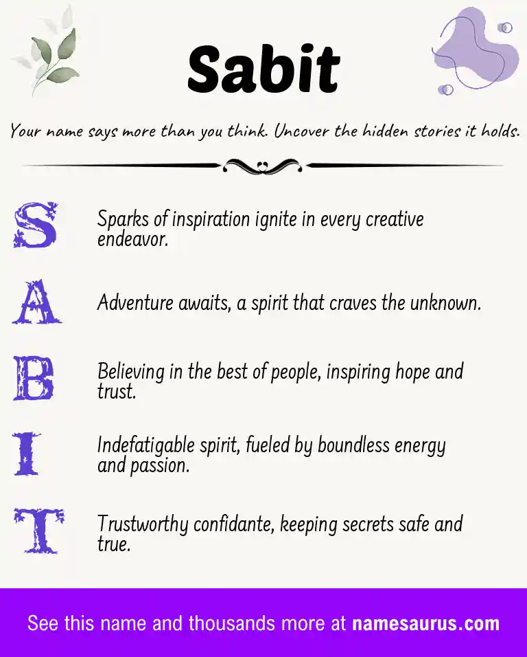 Acrostic poem about Sabit.
