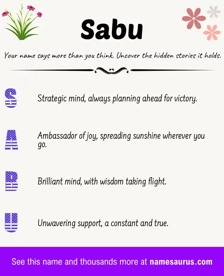 Acrostic poem about Sabu.