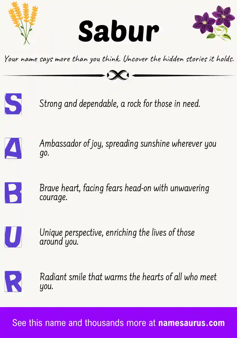 Acrostic poem about Sabur.