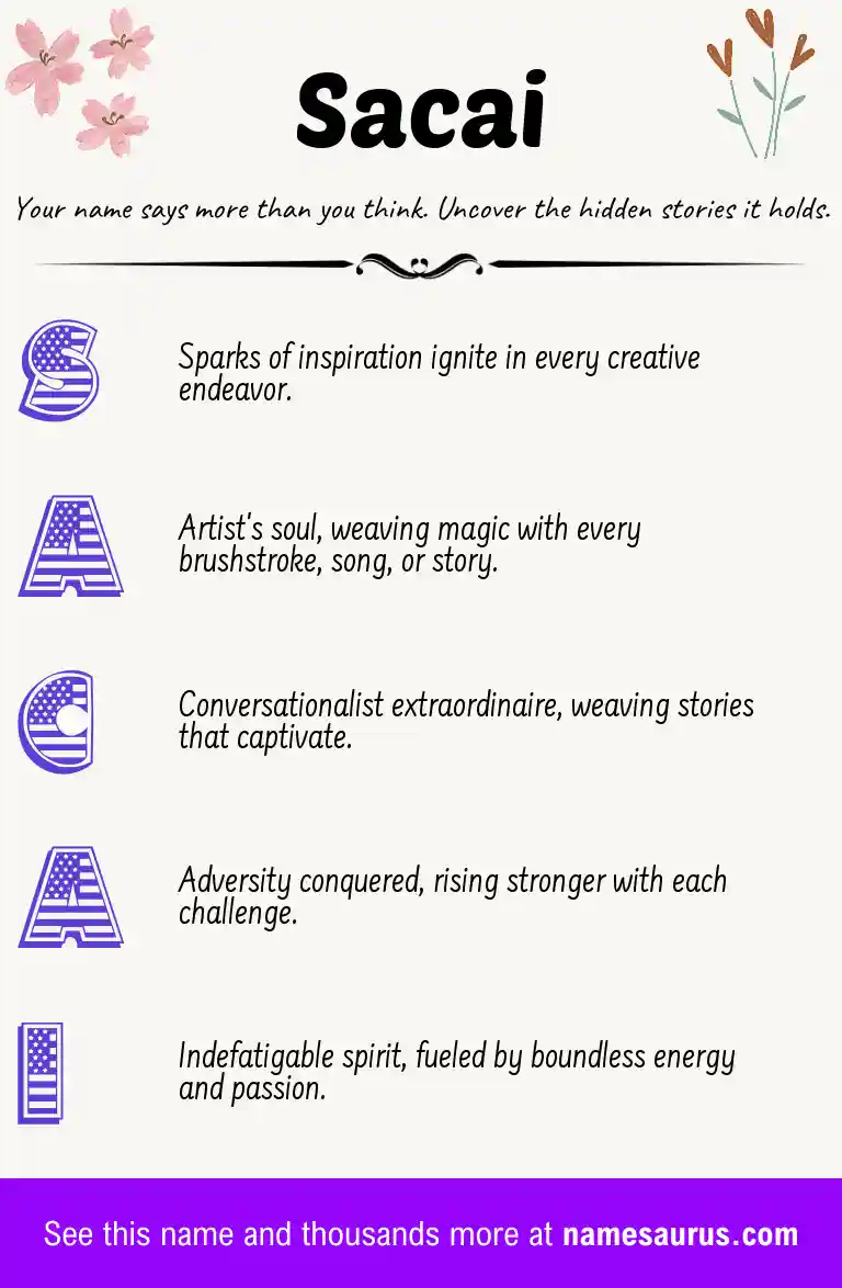 Acrostic poem about Sacai.