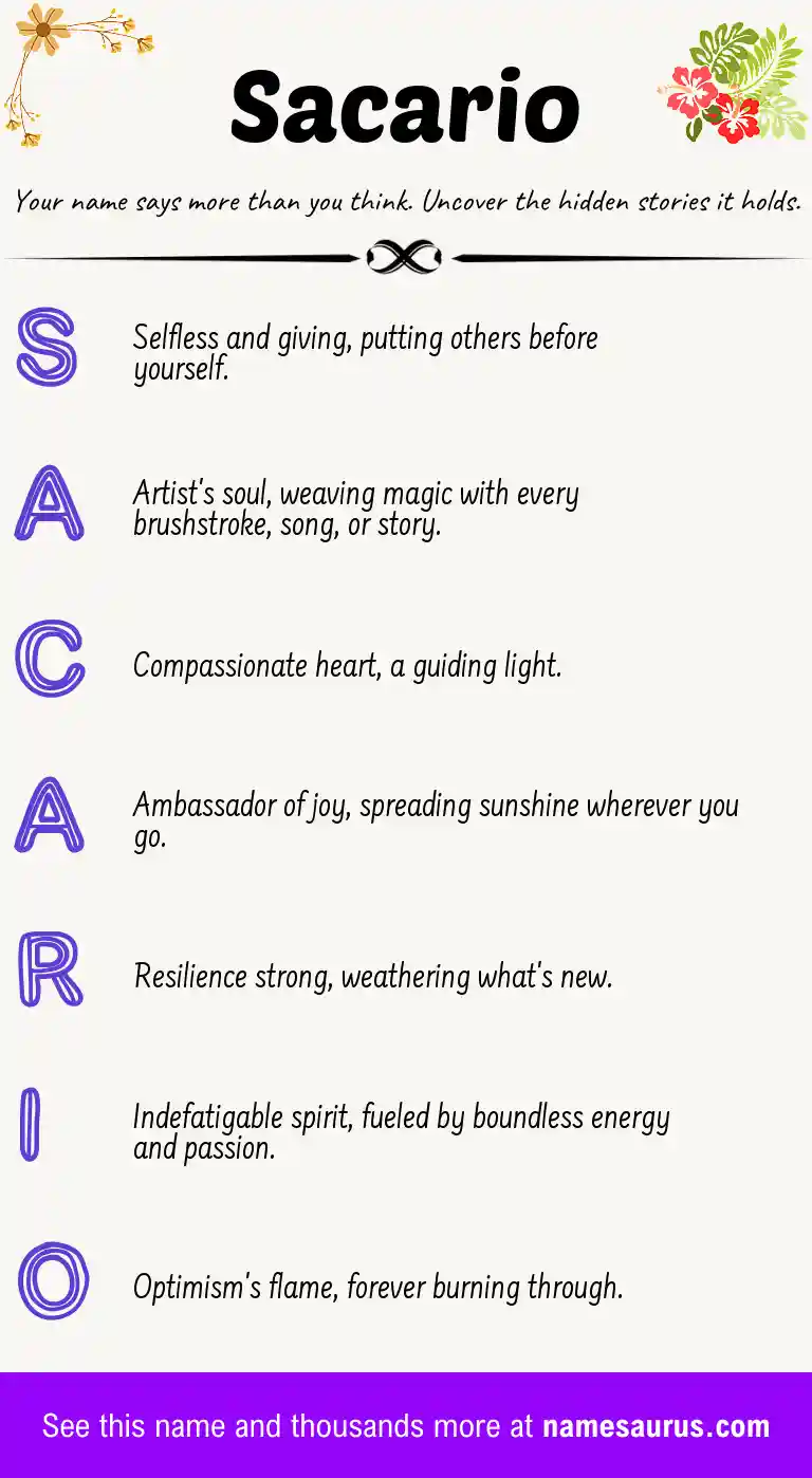 Acrostic poem about Sacario.