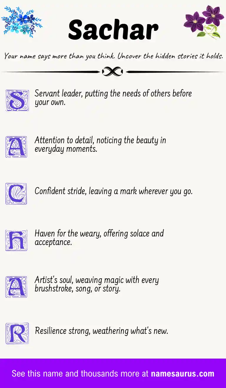 Acrostic poem about Sachar.