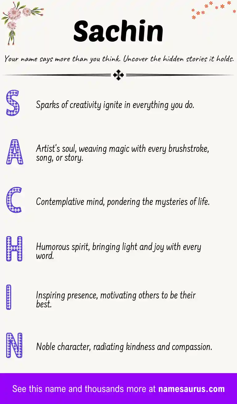 Acrostic poem about Sachin.