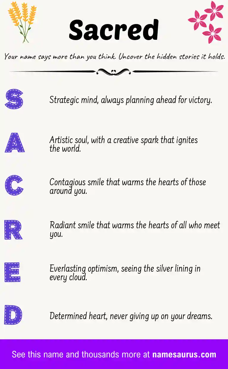 Acrostic poem about Sacred.