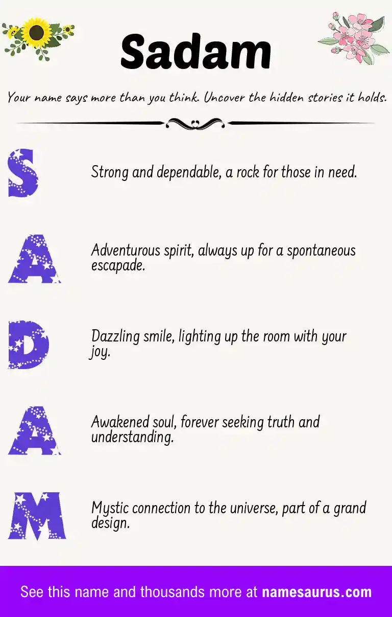 Acrostic poem about Sadam.