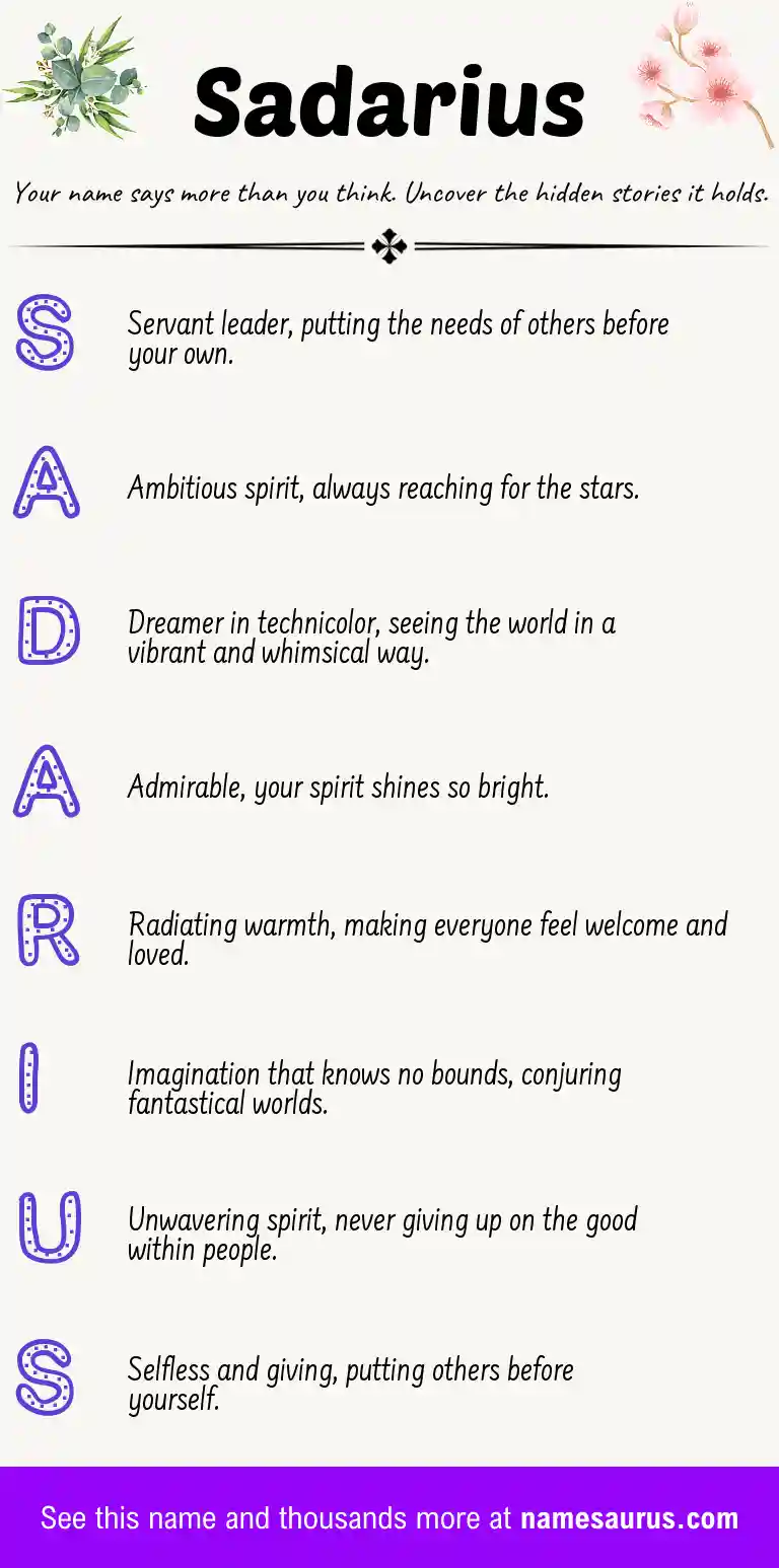 Acrostic poem about Sadarius.