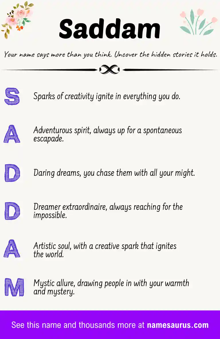 Acrostic poem about Saddam.