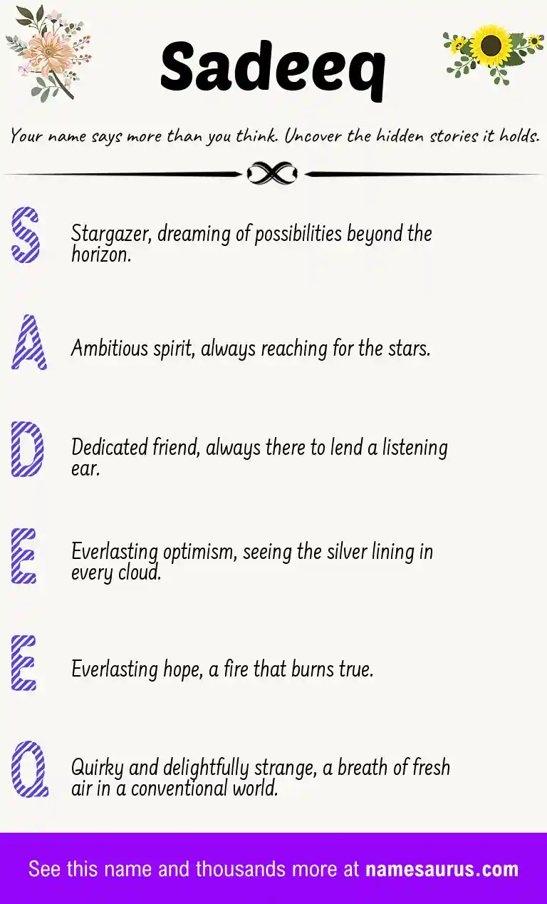 Acrostic poem about Sadeeq.