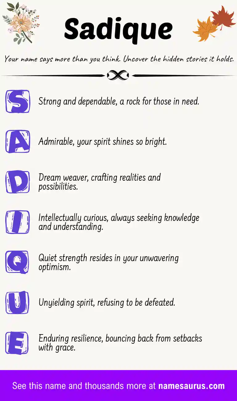 Acrostic poem about Sadique.