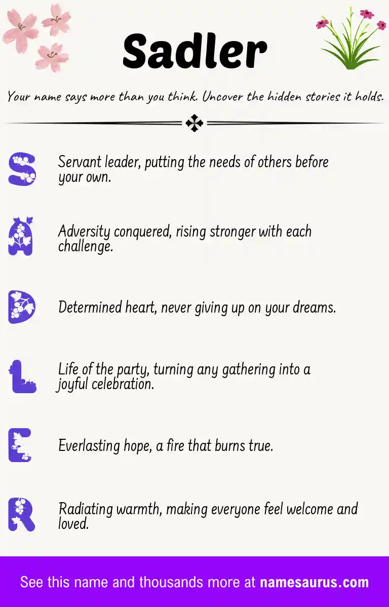 Acrostic poem about Sadler.