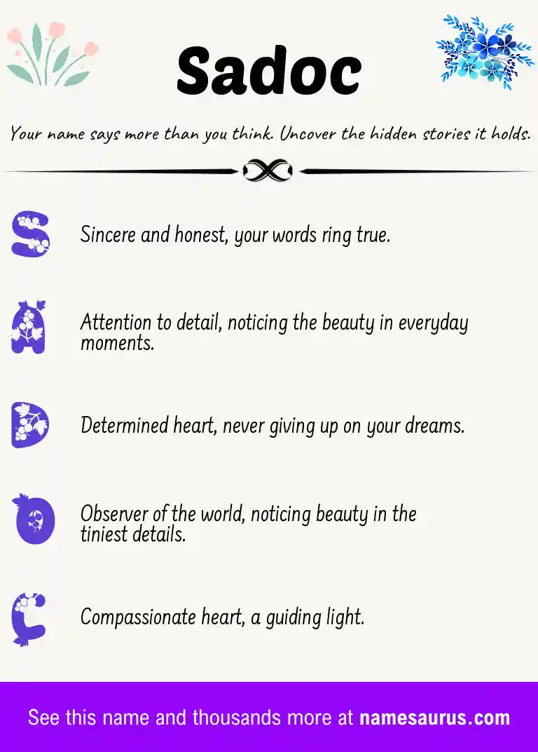 Acrostic poem about Sadoc.