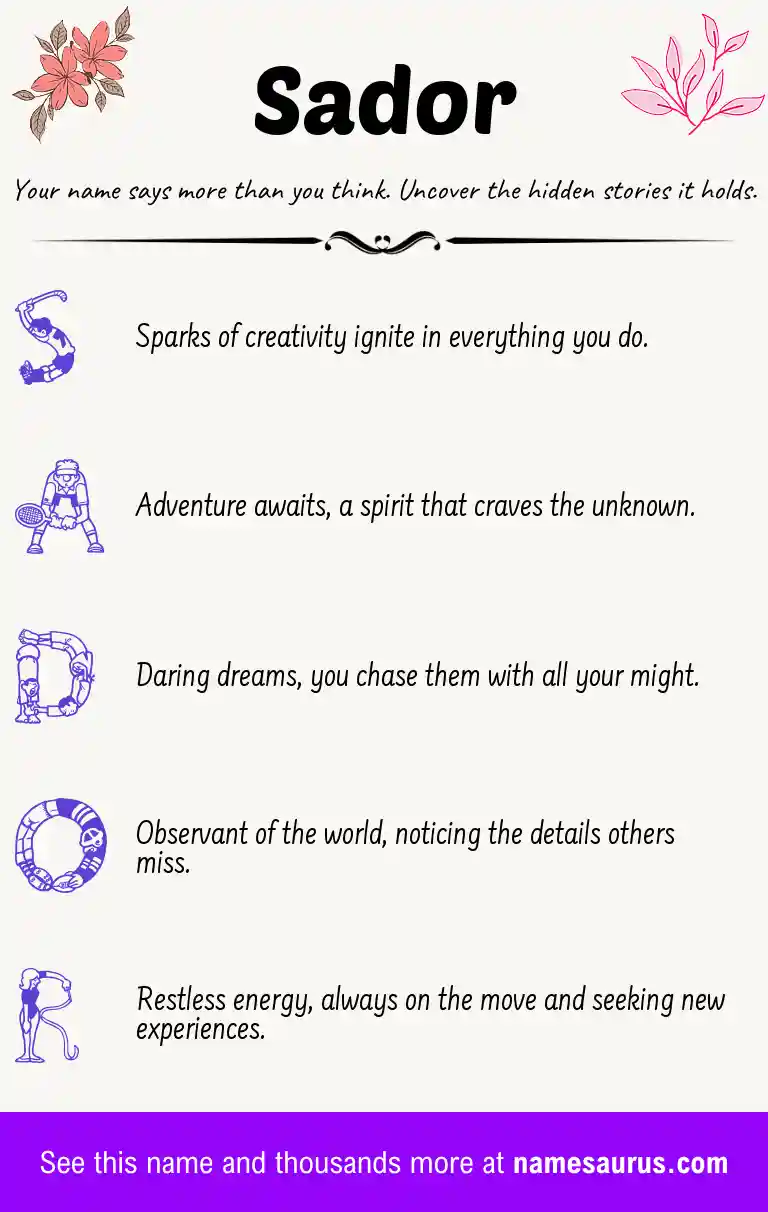Acrostic poem about Sador.