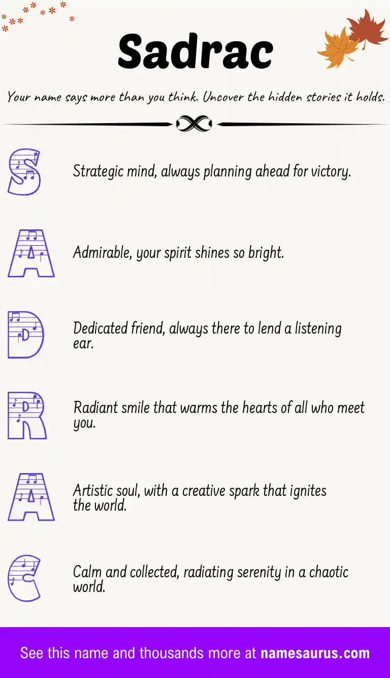 Acrostic poem about Sadrac.