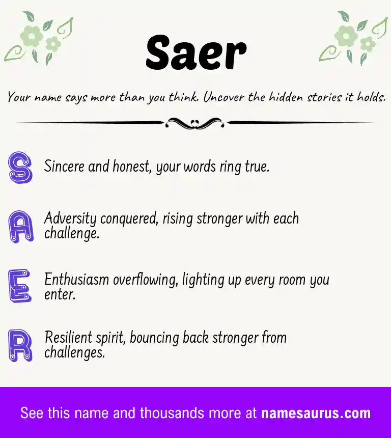 Acrostic poem about Saer.