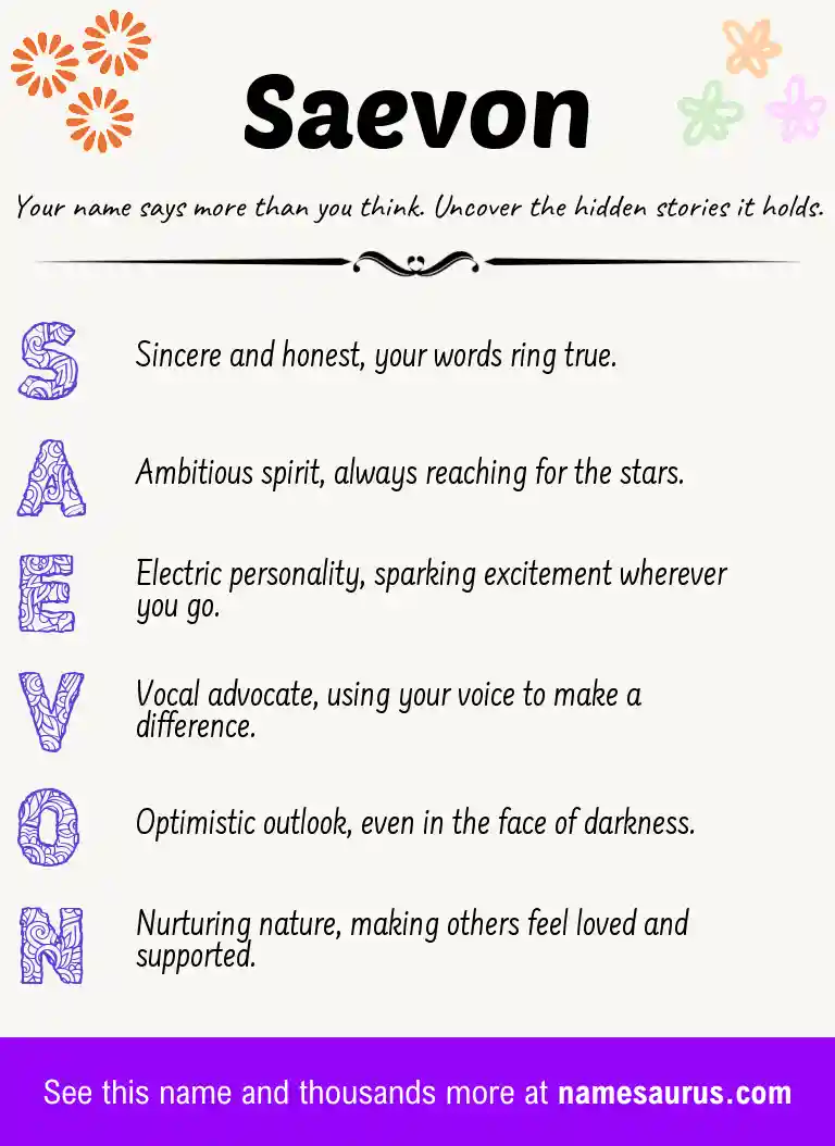 Acrostic poem about Saevon.
