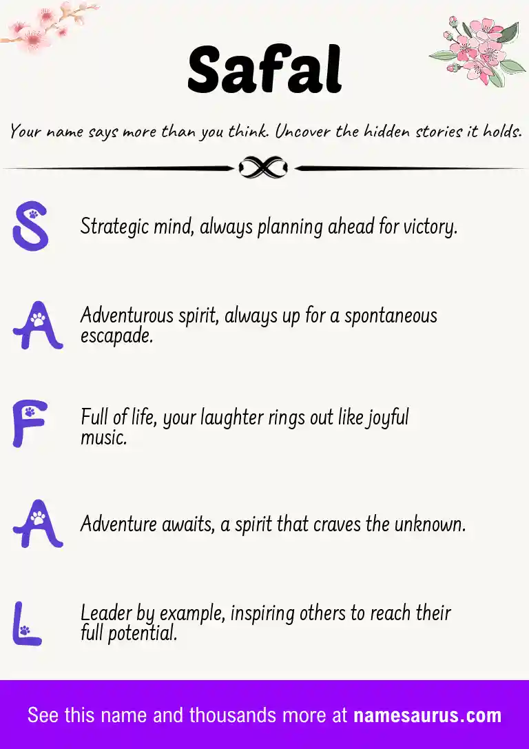 Acrostic poem about Safal.