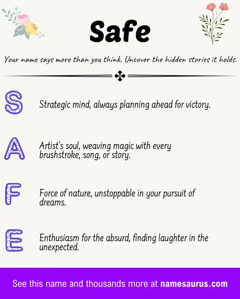 Acrostic poem about Safe.