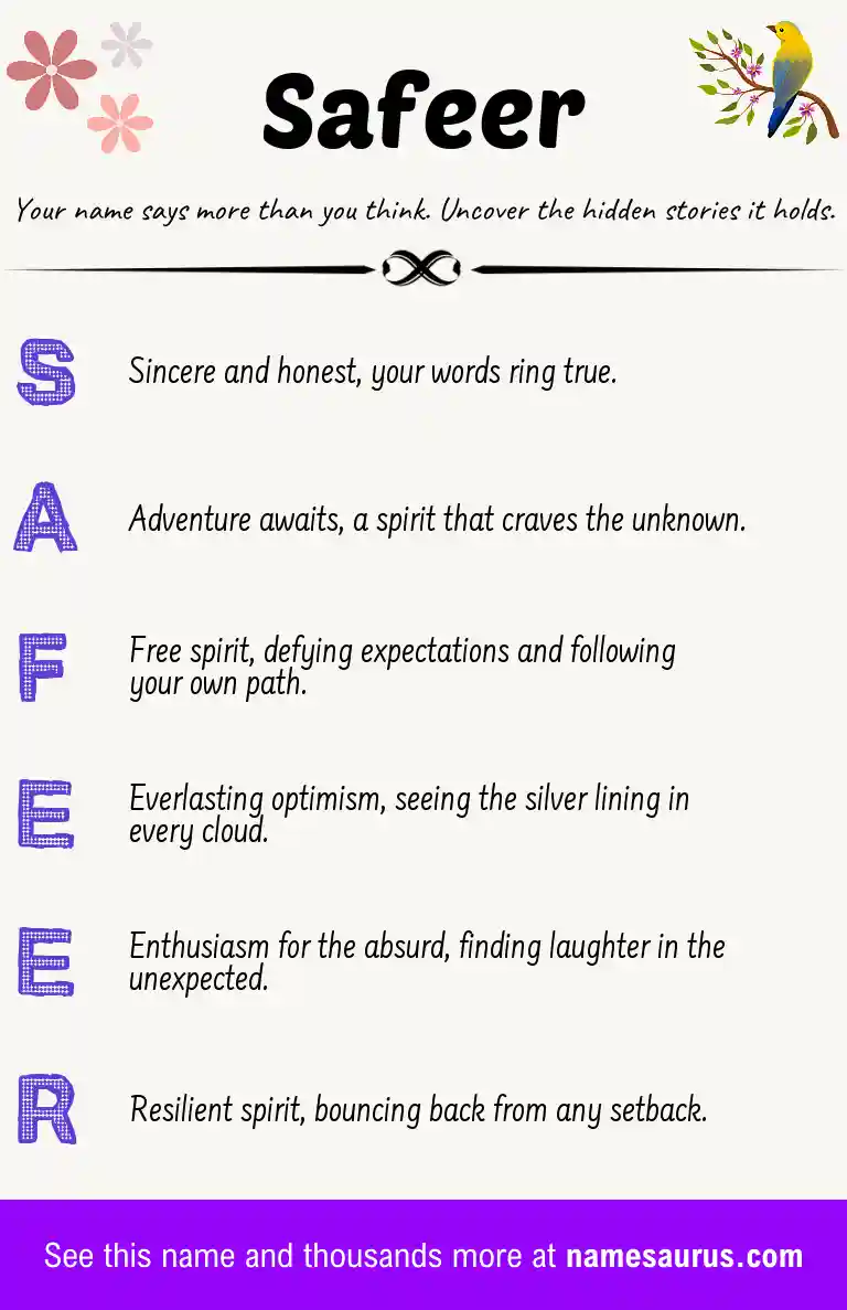 Acrostic poem about Safeer.