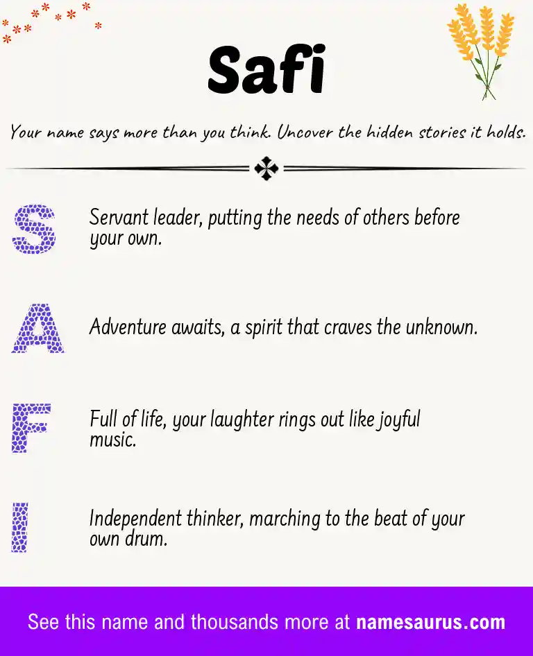 Acrostic poem about Safi.
