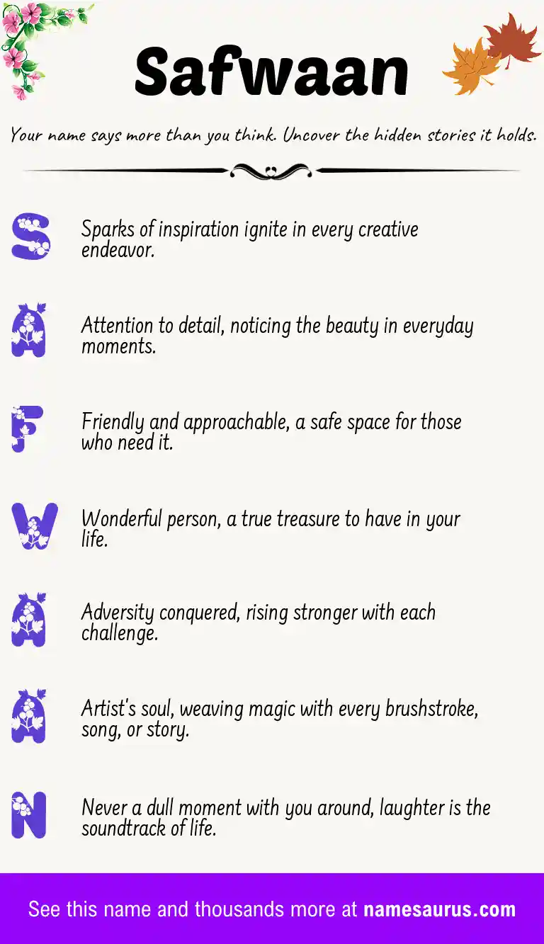Acrostic poem about Safwaan.