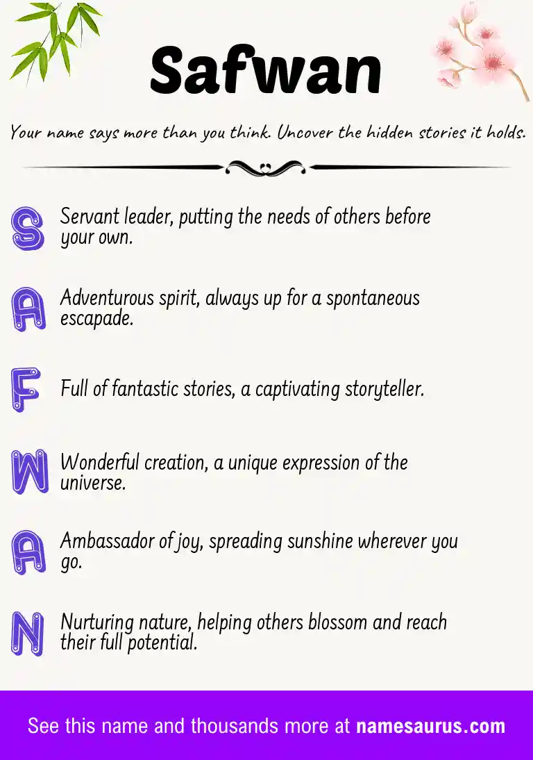Acrostic poem about Safwan.